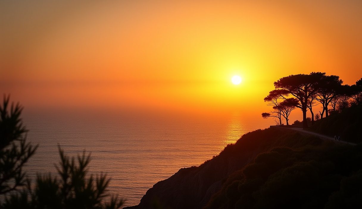 Atardecer sobre el Atlántico desde un mirador en Conil de la Frontera